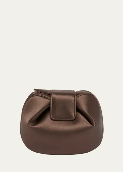 Gabriela Hearst Demi Satin Clutch Bag In Brown