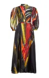 Gabriela Hearst Dexter Belted Printed Duchesse Silk-satin Midi Dress In Multi