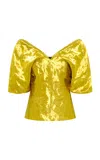 Gabriela Hearst Diana Foiled Silk Top In Gold