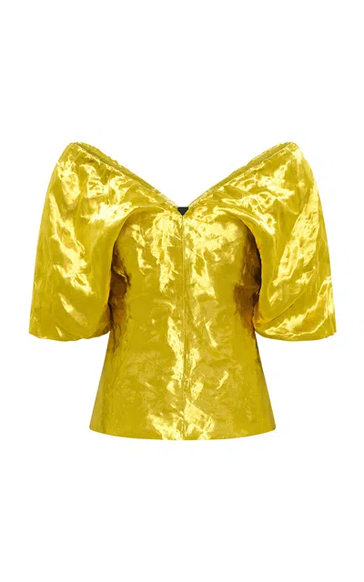 Gabriela Hearst Diana Foiled Silk Top In Gold