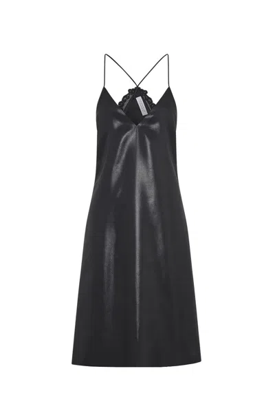 Gabriela Hearst Dinah Slip Midi Dress In Black Metallic Silk Twill