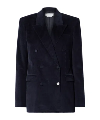 Gabriela Hearst Gavin Double-breasted Cotton-corduroy Blazer In Blue