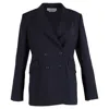 Gabriela Hearst Double-breasted Blazer In Navy Blue Wool In Blue