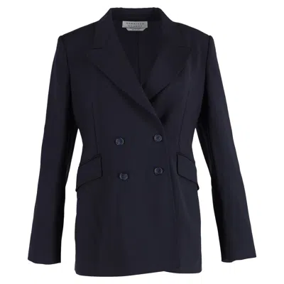 Gabriela Hearst Double-breasted Blazer In Navy Blue Wool