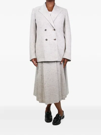 Pre-owned Gabriela Hearst Double-breasted Pleated Skirt Set In Gray