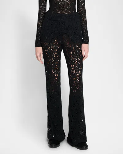 Gabriela Hearst Dover Cashmere Lace Flared Pants In Black