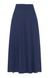 Gabriela Hearst Dugald Belted Linen Skirt In Blue