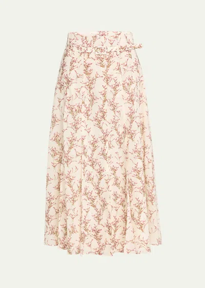 Gabriela Hearst Dugald Bouquet-print Pleated A-line Maxi Skirt In Ivory/multi