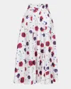 Gabriela Hearst Dugald Floral-print Pleated Midi Skirt With Belt In Ivory Multi