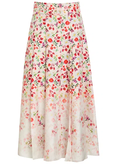Gabriela Hearst Dugald Floral-print Belted Silk Maxi Skirt In Multi