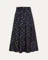 Gabriela Hearst Dugald Horse-print Silk Pleated Midi Skirt In Blue