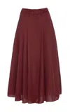 Gabriela Hearst Dugald Pleated Midi Skirt In Burnt Sienna Aloe Linen In Burgundy