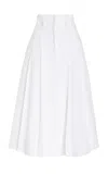 Gabriela Hearst Dugald Pleated Belted Linen Midi Skirt In White