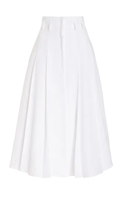 GABRIELA HEARST DUGALD PLEATED SKIRT IN WHITE ALOE LINEN