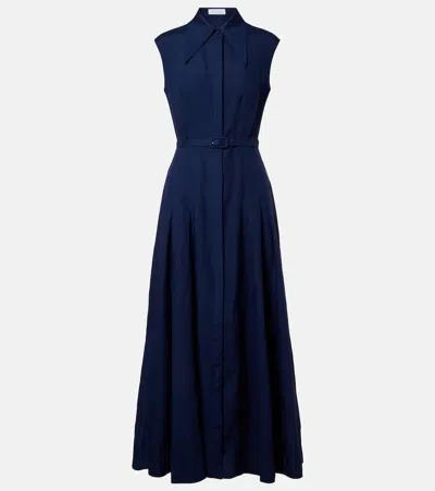 Gabriela Hearst Durand Linen Shirt Dress In Blue