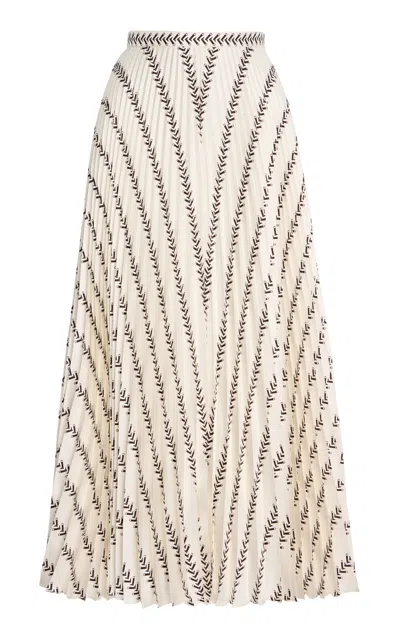 Gabriela Hearst Eames Boot-striped Silk Plissé Midi Skirt In Multi