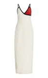 Gabriela Hearst Edina Crochet And Suede-trimmed Wool Midi Dress In Ivory/red/black