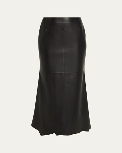 Gabriela Hearst Edwardo Leather Midi Skirt In Black