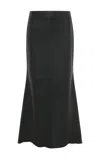 Gabriela Hearst Edwardo Raw Cut Midi Skirt In Black Soft Leather In Black