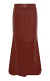 Gabriela Hearst Edwardo Uneven-hem Leather Midi Skirt In Neutral