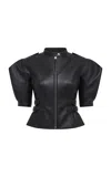 Gabriela Hearst Eleos Puff-sleeve Leather Jacket In Black