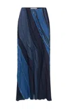 Gabriela Hearst Elora Patchwork Midi Skirt In Medium Blue Recycled Cotton Linen Denim In Denim Blue