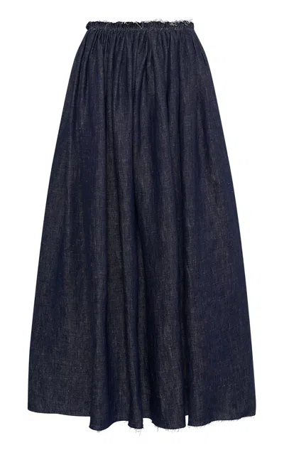 Gabriela Hearst Eloran Linen Denim Maxi Skirt In Multi
