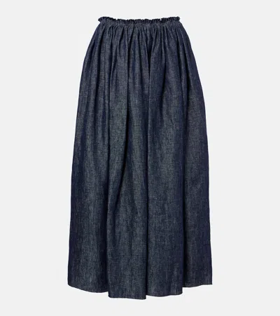 Gabriela Hearst Eloran Linen Midi Skirt In Blue