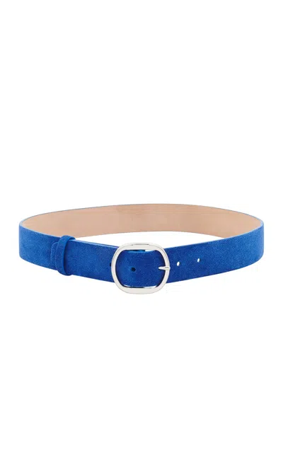 Gabriela Hearst Elster Buckle Belt In Cobalt Suede In Blue