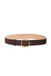 Gabriela Hearst Elster Buckle Belt In Dark Brown Suede In Brown