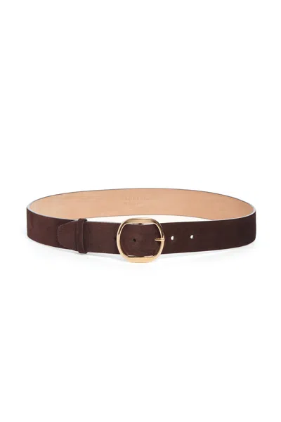 Gabriela Hearst Elster Buckle Belt In Dark Brown Suede