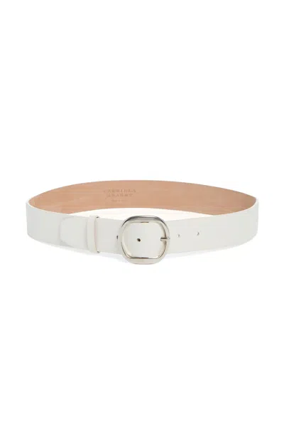 Gabriela Hearst Elster Buckle Belt In Ivory Leather In White