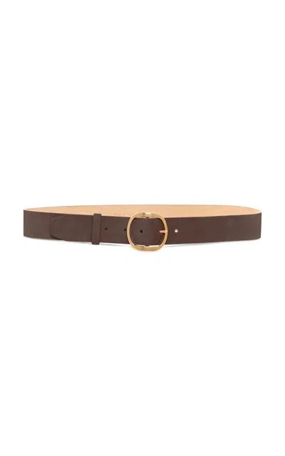 Gabriela Hearst Elster Buckle Suede Belt In Brown
