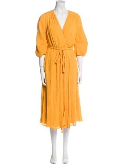 Pre-owned Gabriela Hearst Embroidered Accent Robe In Yellow