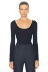 Gabriela Hearst Emily Bodysuit In Dark Navy