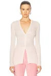 Gabriela Hearst Emma V-neck Cashmere-silk Pointelle Knit Cardigan In Pale Blush