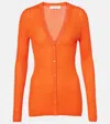 Gabriela Hearst Emma Pointelle Cashmere And Silk Cardigan In Orange
