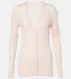 Gabriela Hearst Emma V-neck Cashmere-silk Pointelle Knit Cardigan In Pink
