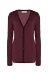 Gabriela Hearst Emma Pointelle Knit Cardigan In Bordeaux Cashmere Silk In Bordeaux