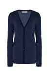 Gabriela Hearst Emma Pointelle Knit Cardigan In Electric Navy Cashmere Silk In Blue