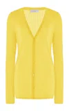 Gabriela Hearst Emma Pointelle Knit Cardigan In Goldenrod Cashmere Silk In Goldenrod