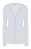 Gabriela Hearst Emma Pointelle Knit Cardigan In Light Blue Cashmere Silk In Light Blue