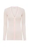 Gabriela Hearst Emma V-neck Cashmere-silk Pointelle Knit Cardigan In Pale Blush