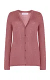 GABRIELA HEARST EMMA POINTELLE KNIT CARDIGAN IN ROSE QUARTZ CASHMERE SILK