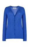 Gabriela Hearst Emma Pointelle-knit Cashmere And Silk-blend Cardigan In Sapphire