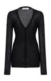 Gabriela Hearst Emma Pointelle Knit Cardigan In Black Cashmere Silk In Black