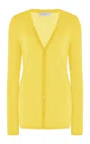 Gabriela Hearst Emma Pointelle-knit Cashmere-silk Cardigan In Yellow