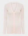 Gabriela Hearst Emma V-neck Cashmere-silk Pointelle Knit Cardigan In Pale Blush