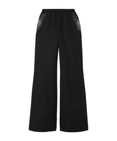 Gabriela Hearst Enrica Lace-trimmed Cashmere Wide-leg Pants In Black