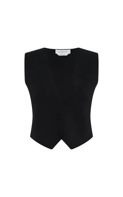 Gabriela Hearst Enso Knit Vest In Black Merino Wool Cashmere